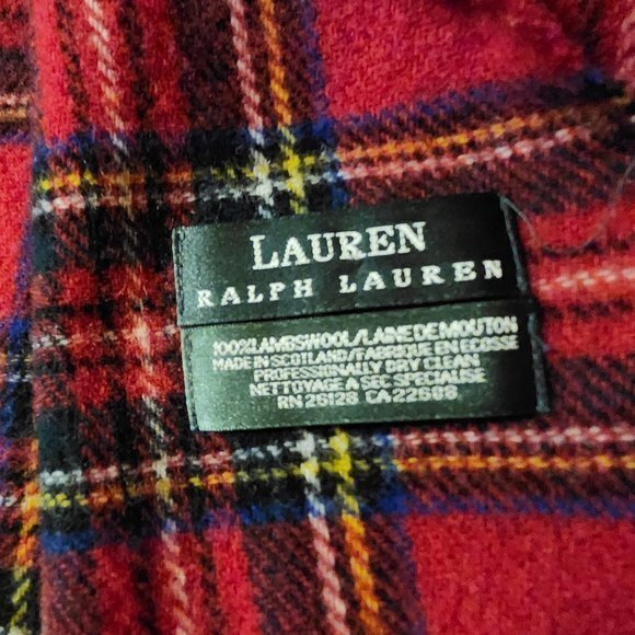 Ralph Lauren 100% Wool Scarf Red Plaid - Picture 3 of 8